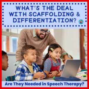 New Home 25 A male teacher stands at a small table while two young students focus on a laptop. guiding them through a learning activity. The image visually represents a teacher using scaffolding and differentiation in classroom instruction