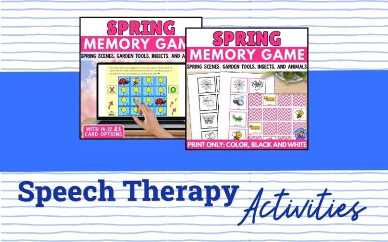 Speech Therapy Activities Spring Memory Game Digital Print overlap
